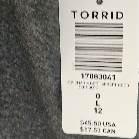 Torrid Plus size gray super soft long sleeve open Vneck  hooded floral skull Top - Picture 9 of 14